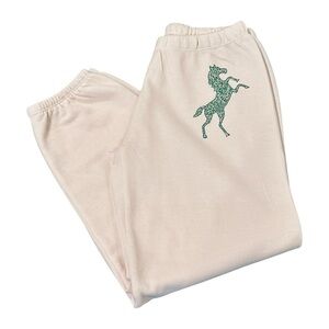E.Vil Pink Joggers with Green rhinestone Horse Design Y2K NWOT